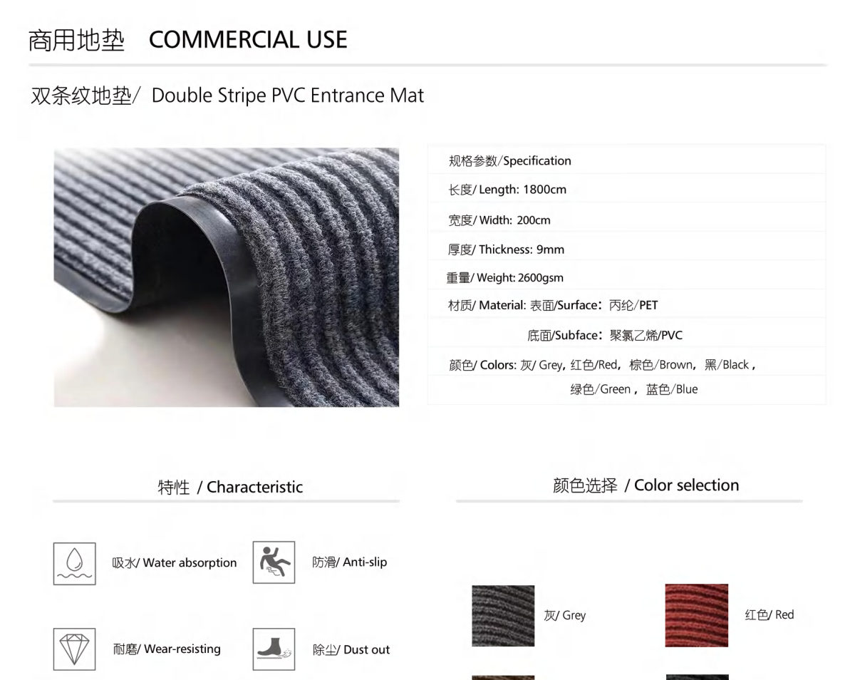 Double Stripe PVC Entrance Mat
