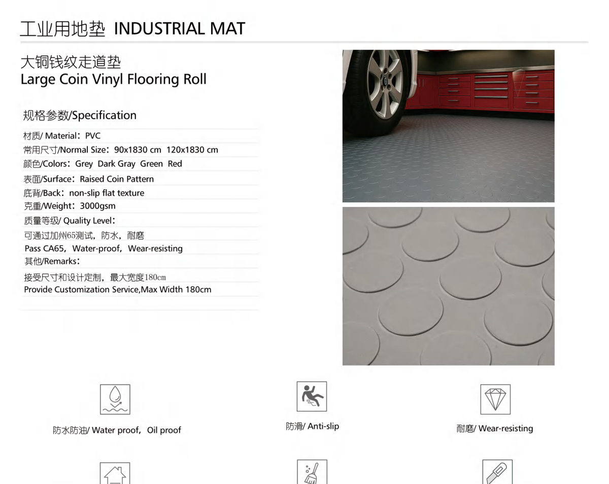 Large Coin Vinyl Flooring Roll